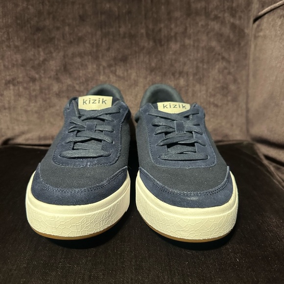 Kizik Prague Navy Blue Size Mens 6 Women’s 7.5 Canvas Suede Sneakers Hands Free - Picture 4 of 7